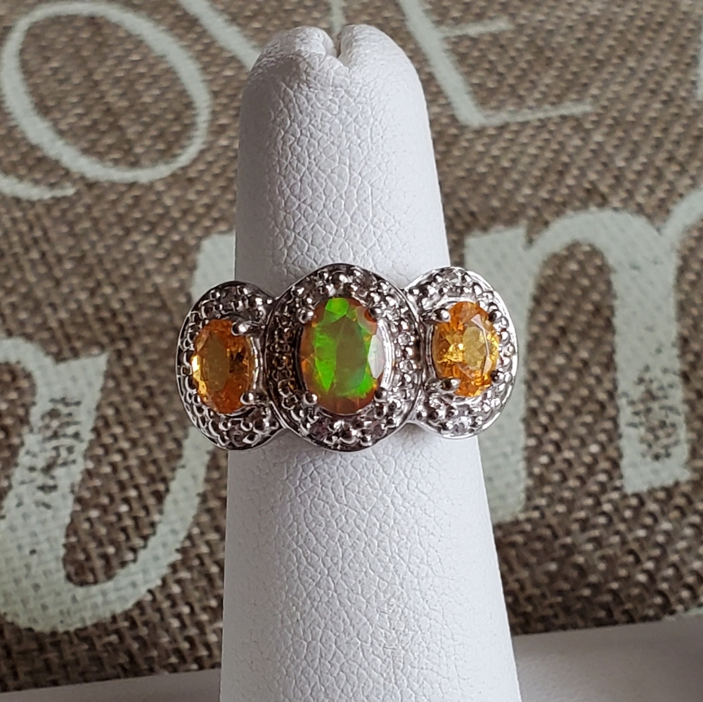 Ethiopian Fire Opal Citrine Ring - Picture 6 of 17
